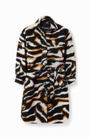 Lange jas in shacket-stijl met zebraprint - BLACK - XL