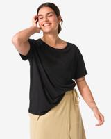 HEMA Dames T-shirt Evie Met Linnen Zwart (zwart)
