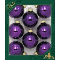 Krebs kerstballen - 24x st - koning paars - 7 cm - glas - kerstversiering