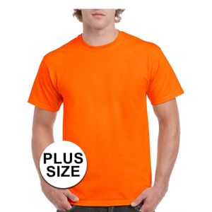 Grote maat neon oranje t-shirts voor volwassenen voordelig 5XL  -