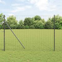 VidaXL Hek met paal grijs 1,6 x 10 m staal en pvc