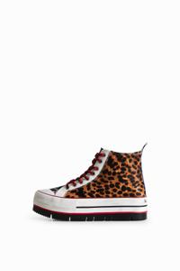 Hoge sneakers met plateauzool en dierenprint - MATERIAL FINISHES - 38