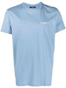 Balmain t-shirt en coton à logo floqué - Bleu