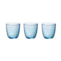 Bormioli Rocco Waterglas/drinkglas - 8x stuks - blauw transparant met relief - 290 ml