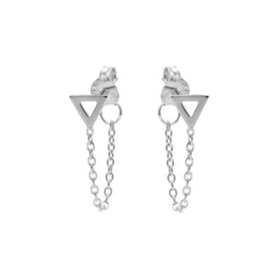 Karma Oorbellen Chain Open Triangle Zilver