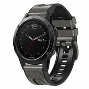 leer + siliconen bandje - Grijs - Garmin Fenix 7 / 6 / 5