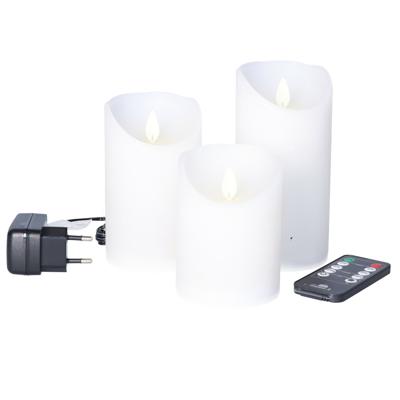 Anna's Collection Stompkaarsen - 3x st - wit - oplaadstation - LED kaarsen