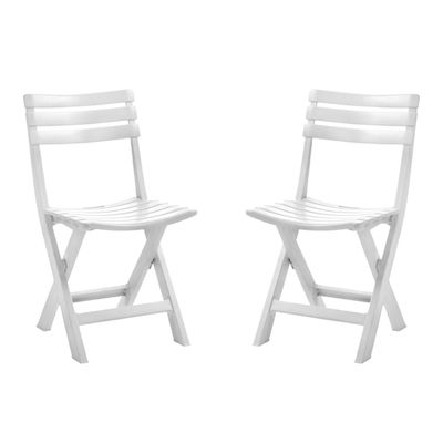 Set van 2x stuks witte kunststof klapstoelen voor binnen en buiten