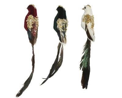 Vogel pes fluweel l4b5h28cm a3 - Decoris