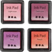 Creativ Company Stempelinkt, h: 2 cm, afm 3,5x3,5 cm, peach, roze, lichtroze, donkerroze, 4 stuk/ 1 doos