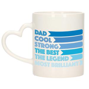 Cadeau koffie/thee mok voor papa - hartjes handvat - beste papa - blauw - 300 ml - Vaderdag