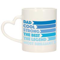 Cadeau koffie/thee mok voor papa - hartjes handvat - beste papa - blauw - 300 ml - Vaderdag