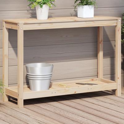 VidaXL Oppottafel met schap 108x35x75 cm massief grenenhout