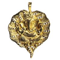 Messing Ganesha Blad Hanger in Goudkleur - thumbnail