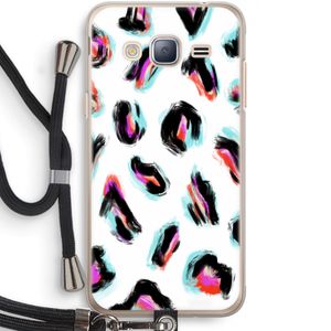 Cheetah color: Samsung Galaxy J3 (2016) Transparant Hoesje met koord