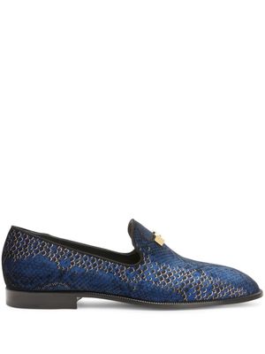 Giuseppe Zanotti mocassins Jareth à imprimé peau de serpent - Bleu