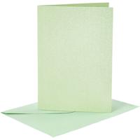 Creativ Company Kaarten en enveloppen, afmeting kaart 10,5x15 cm, afmeting envelop 11,5x16,5 cm, parelmoer, 120+210 gr, lichtgroen, 4 set/ 1 doos