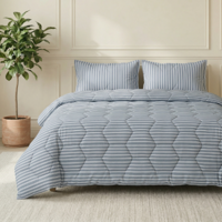 Wasbaar Easy Dekbed Zonder Overtrek - Zonder Overtrek - Double Stripe - Blauw - Dekbed-Discounter.nl