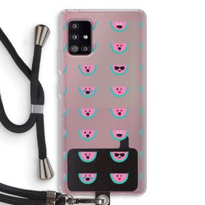Smiley watermeloenprint: Samsung Galaxy A51 5G Transparant Hoesje met koord