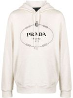 Prada hoodie en coton à logo imprimé - Tons neutres