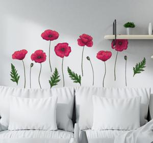 Bloemen muursticker papavers set