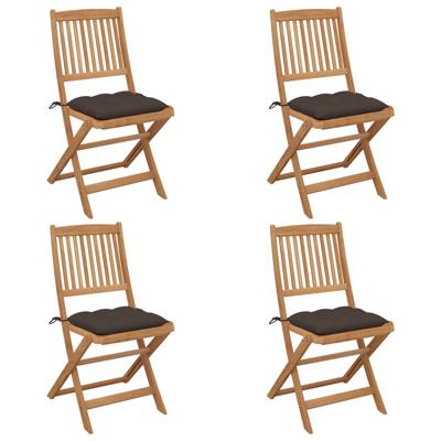 Tuinstoelen 4 st inklapbaar met kussens massief acaciahout