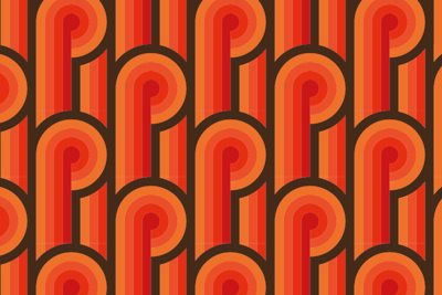 Vinyl vloerkleed oranje knoop uit de jaren 70