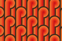Vinyl vloerkleed oranje knoop uit de jaren 70