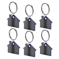Sleutelhanger met klein huisje - 6x - blauw/grijs - metaal - 4 x 3.8 cm - eigen huis/nieuw huis Sleutelhanger met klein huisje - 6x - blauw/grijs - metaal - 4 x 3.8 cm - eigen huis/nieuw huis