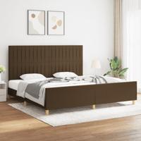 Bedframe zonder matras stof donkerbruin 200x200 cm