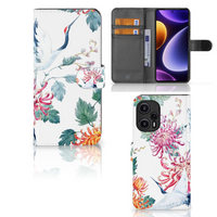Xiaomi Poco F5 Telefoonhoesje met Pasjes Bird Flowers - thumbnail