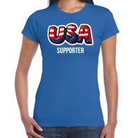 Blauw t-shirt usa / Amerika supporter EK/ WK voor dames