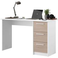 Office Essential Parisot 3 Lades - Chene and White Decor - L 121.2 x D 55 x H 74,5 cm - gemaakt in Frankrijk