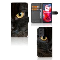 Motorola Moto G24 | G04 | G24 Power | Telefoonhoesje | Met pasjeshouder | Zwarte Kat