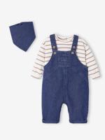3-delige babyset met body + salopet + sjaal stone