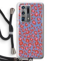 Leopard blue: Huawei P40 Pro Plus Transparant Hoesje met koord Leopard blue: Huawei P40 Pro Plus Transparant Hoesje met koord