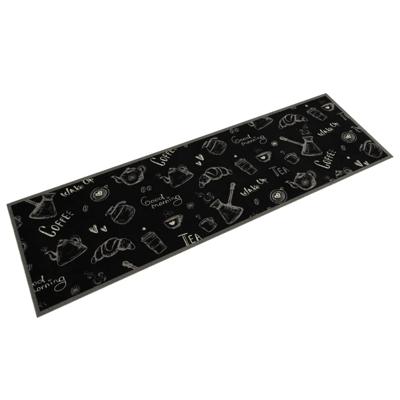 VidaXL Keukenmat wasbaar ochtendprint 45x150 cm fluweel zwart