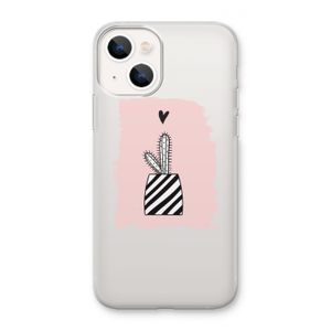Zwart-wit cactus: iPhone 13 mini Transparant Hoesje