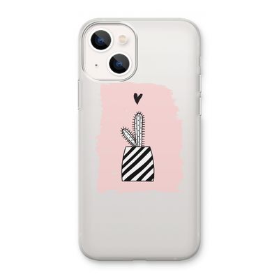 Zwart-wit cactus: iPhone 13 mini Transparant Hoesje