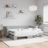 Slaapbank onderschuifbed matrassen 80x200 cm fluweel lichtgrijs