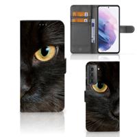 Samsung Galaxy S21 Plus | Telefoonhoesje | Met pasjeshouder | Zwarte Kat