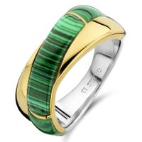 TI SENTO-Milano 12299MA Ring zilver-kleursteen zilver-en goudkleurig-malachietgroen - thumbnail