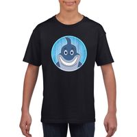 T-shirt haai zwart kinderen XL (158-164)  -