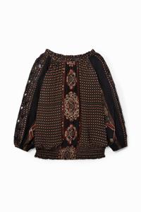 Wijde blouse met boothals - BLACK - S