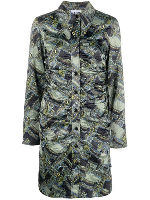 GANNI robe boutonnée à motif cachemire - Vert