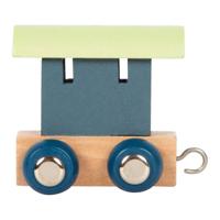 Small Foot - houten lettertrein polar - wagon blauw groen