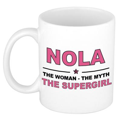 Nola cadeau mok - Woman Myth Supergirl - naam koffiemok - 300 ml - collega - moederdag