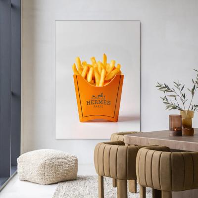 Urban Cotton Wandkleed 'Hermes Fries' 110 x 145cm in Frame - black