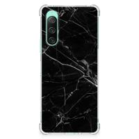 Sony Xperia 10 V Anti-Shock Hoesje Marmer Zwart - Origineel Cadeau Vader