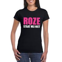 Roze staat mij niet t-shirt zwart dames